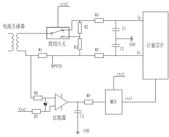 Device for improving current sampling linear range and electric energy measuring accuracy of electric energy meter