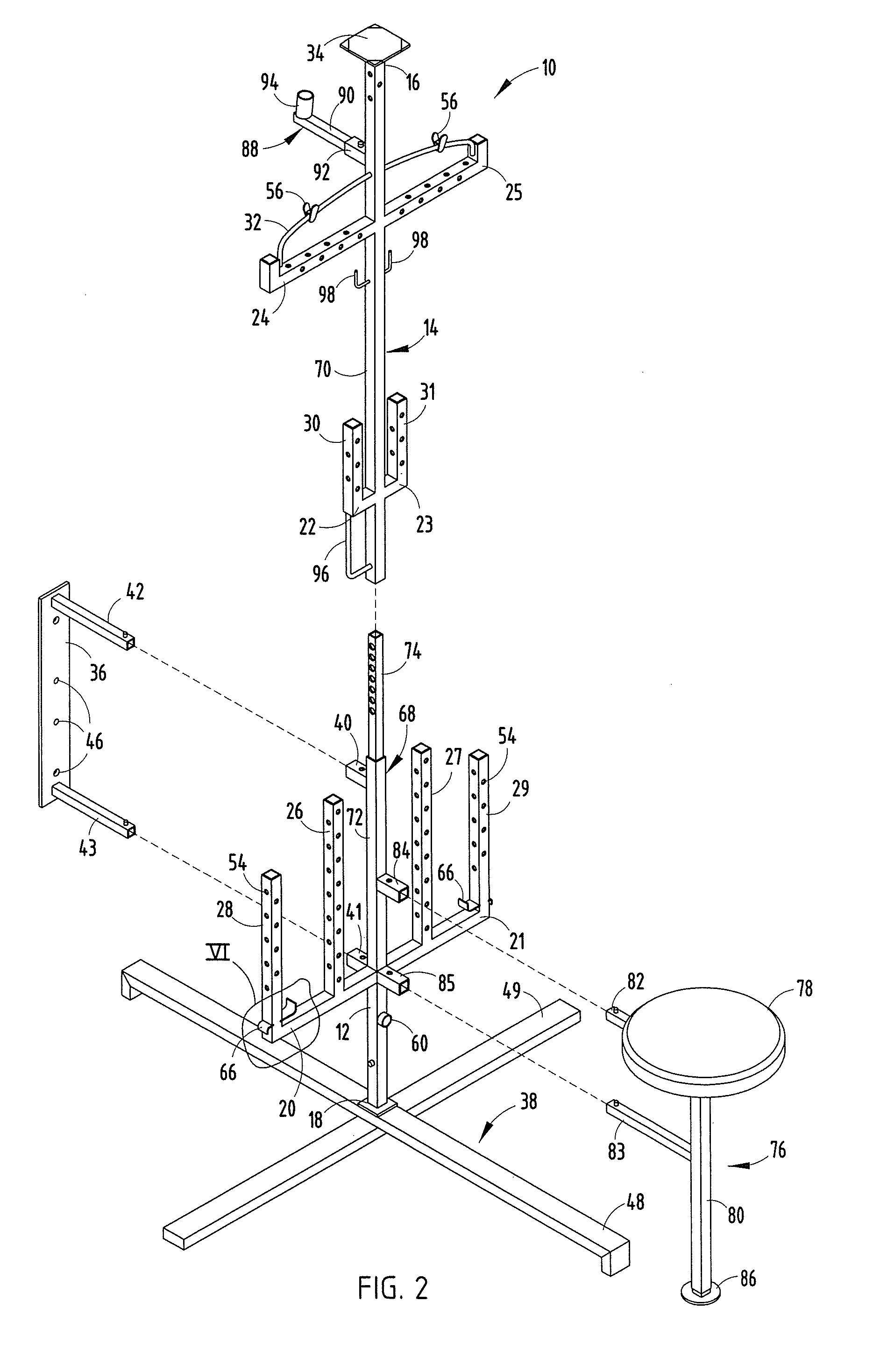 Sports equipment rack