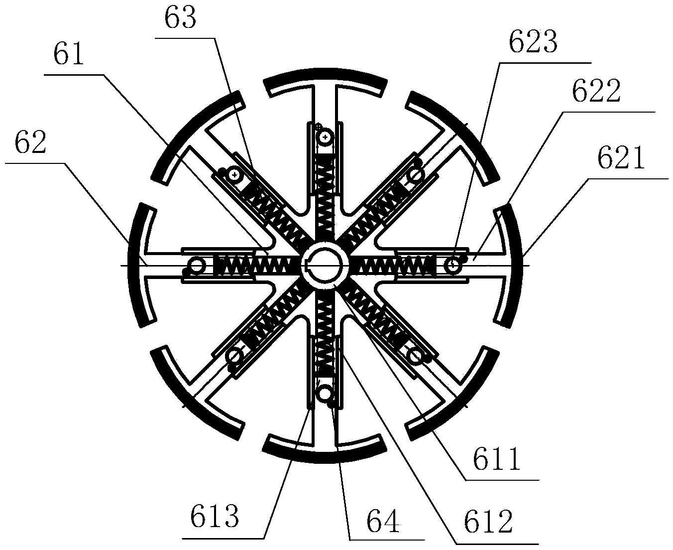 Center filament tensioning device for steel strand monofilament spraying