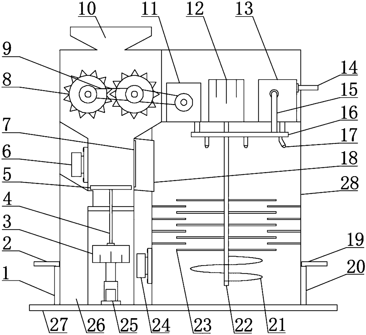 Feed stirring device for animal husbandry