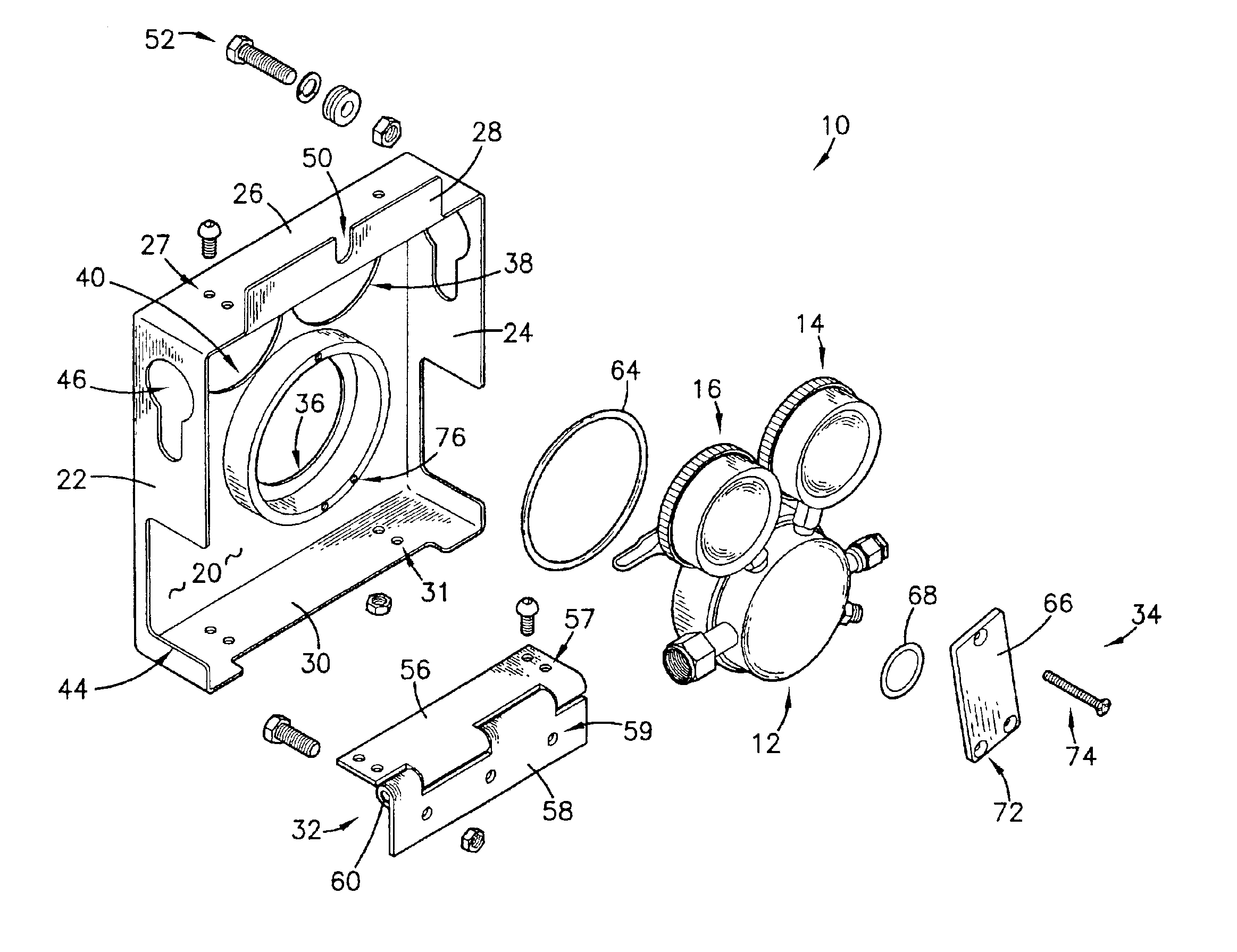 Housing for gas regulator and gauges