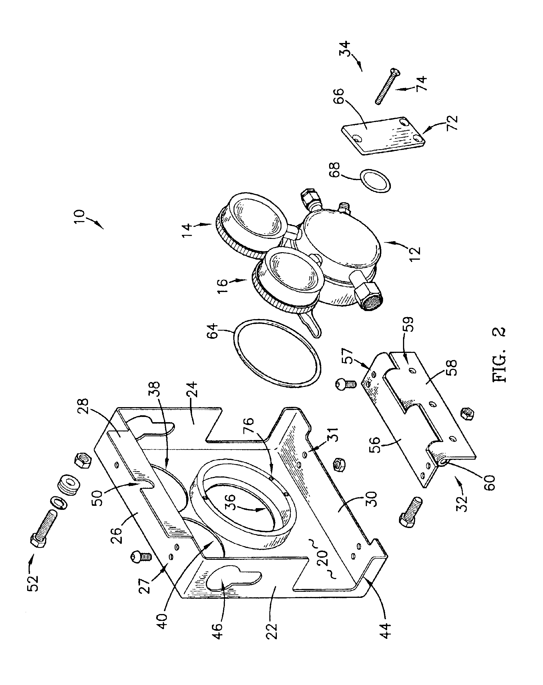 Housing for gas regulator and gauges