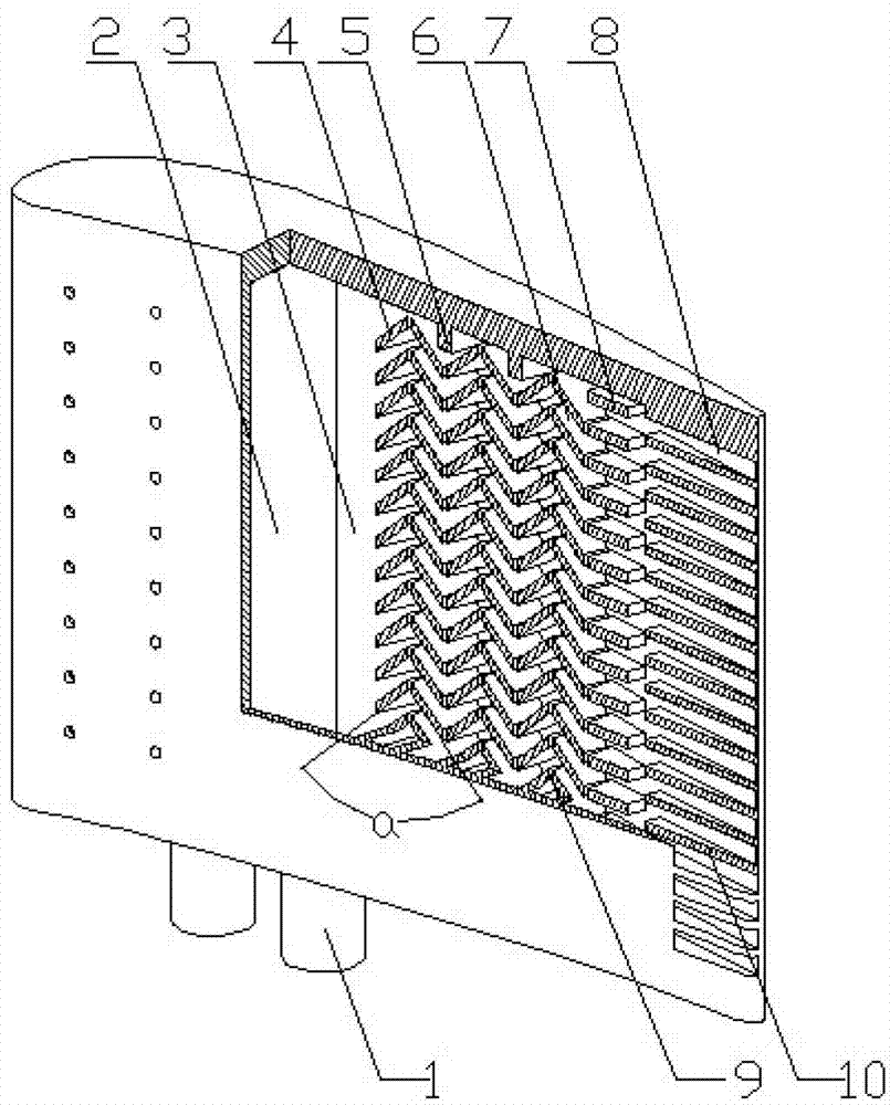 W-shaped rib channel cooling structure suitable for turbine blade backside cooling cavity