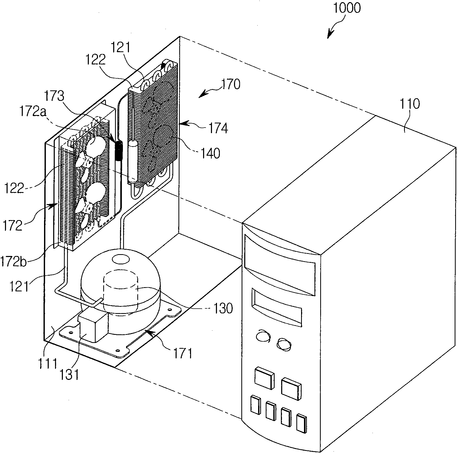 Apparatus for cooling computer body by introducing cooling air therein