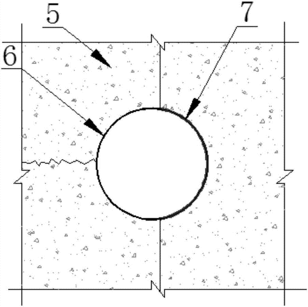 Structure reserving grouting hole by inflating gas bag and grouting method of structure