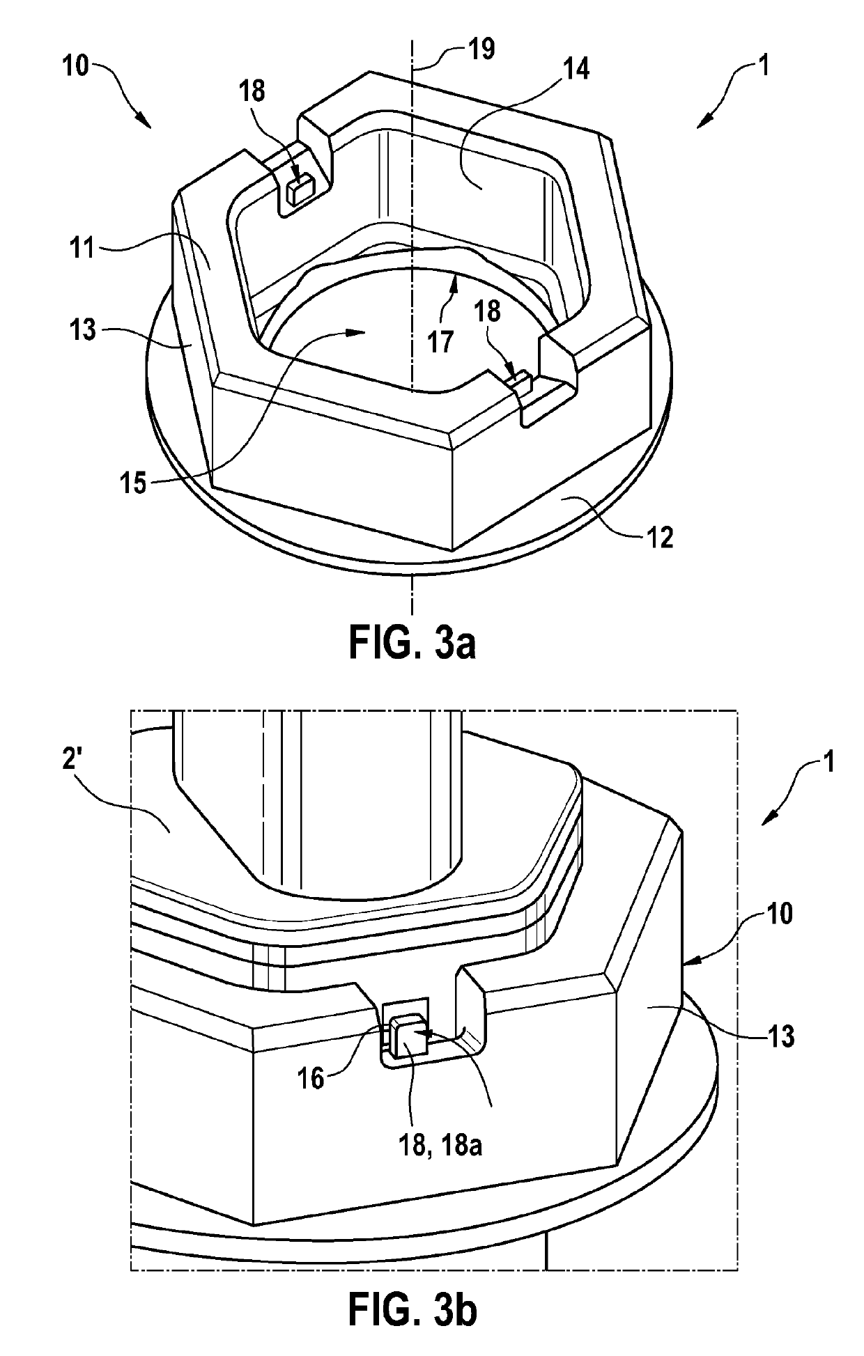 Wrench width adapter for a component that is screwable into a threaded opening