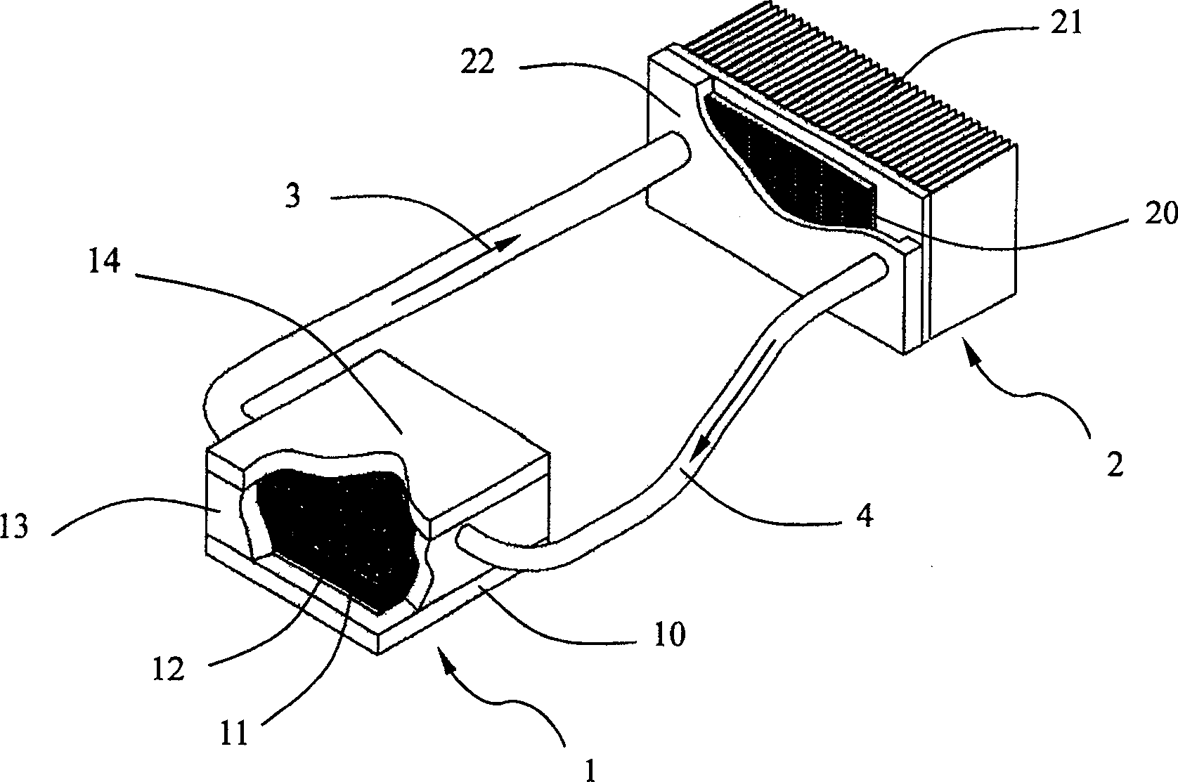 Capillary pump cooler with micro-groove wing structure and its manufacturing method