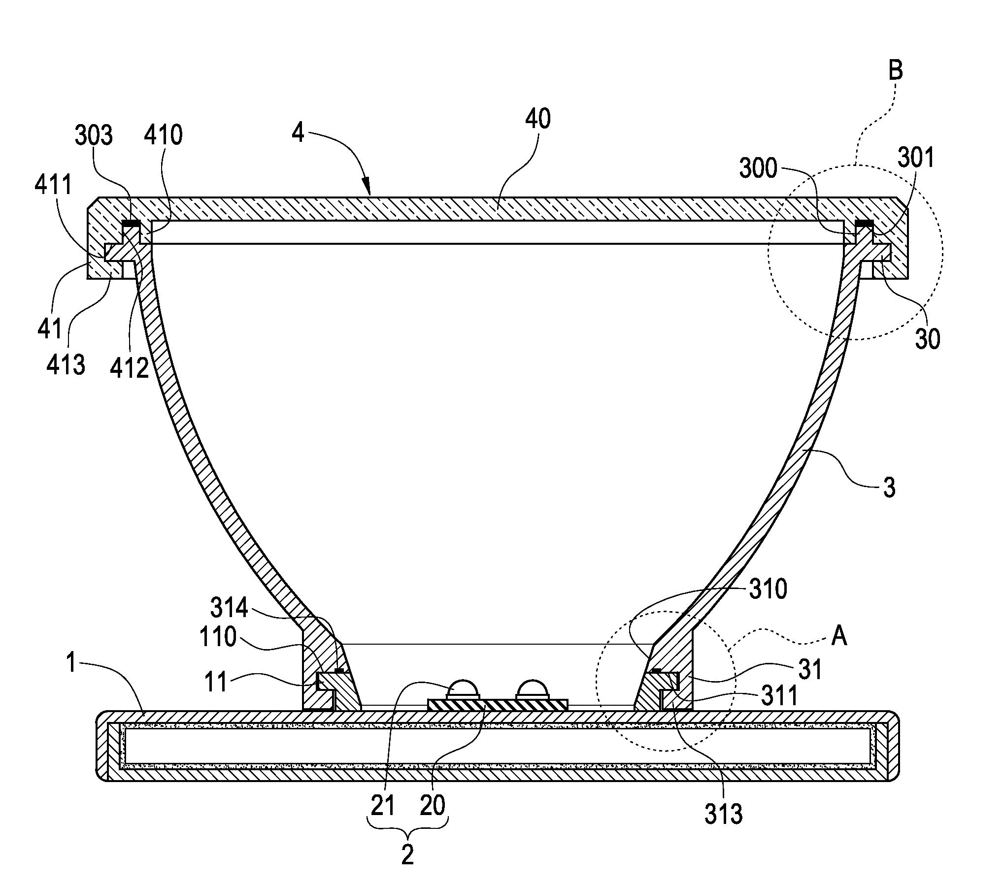 Waterproof assembly of LED lamp cup