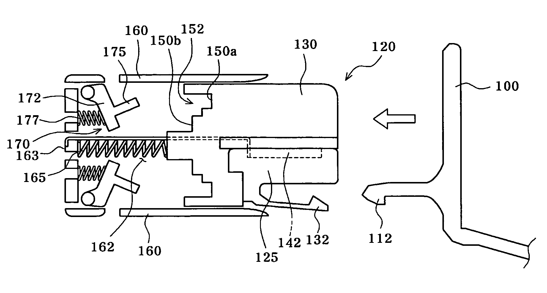 Tray latching device