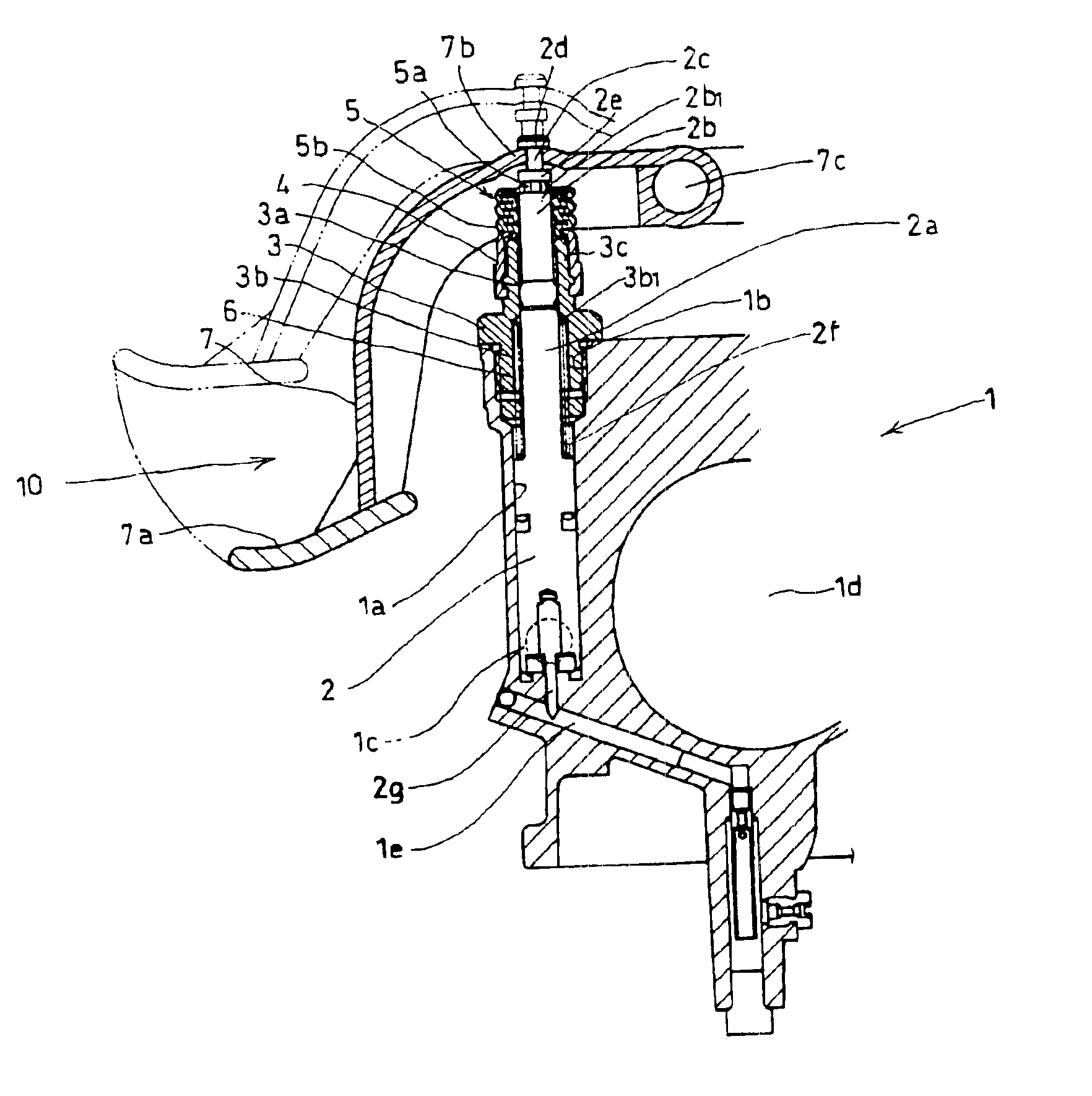 Sealing structure in direct acting type auto-by starter