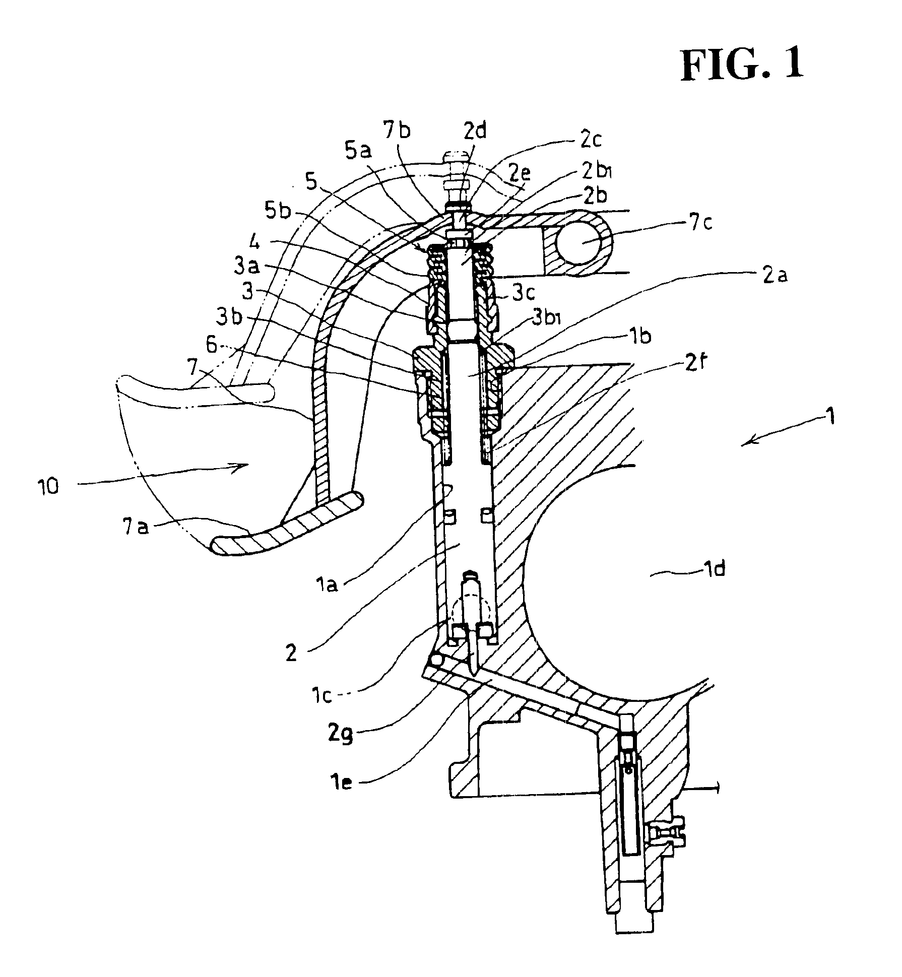 Sealing structure in direct acting type auto-by starter