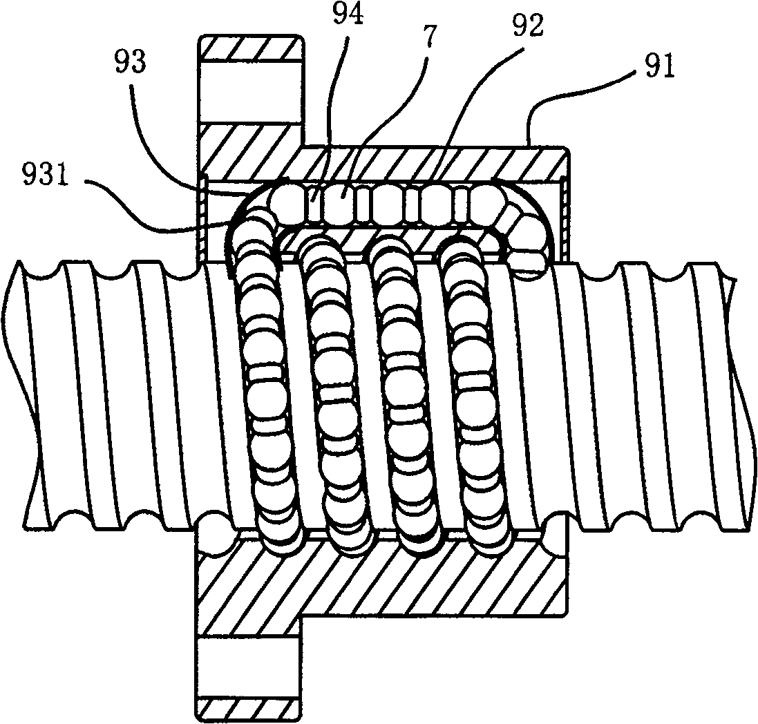 Return way structure of ball screw