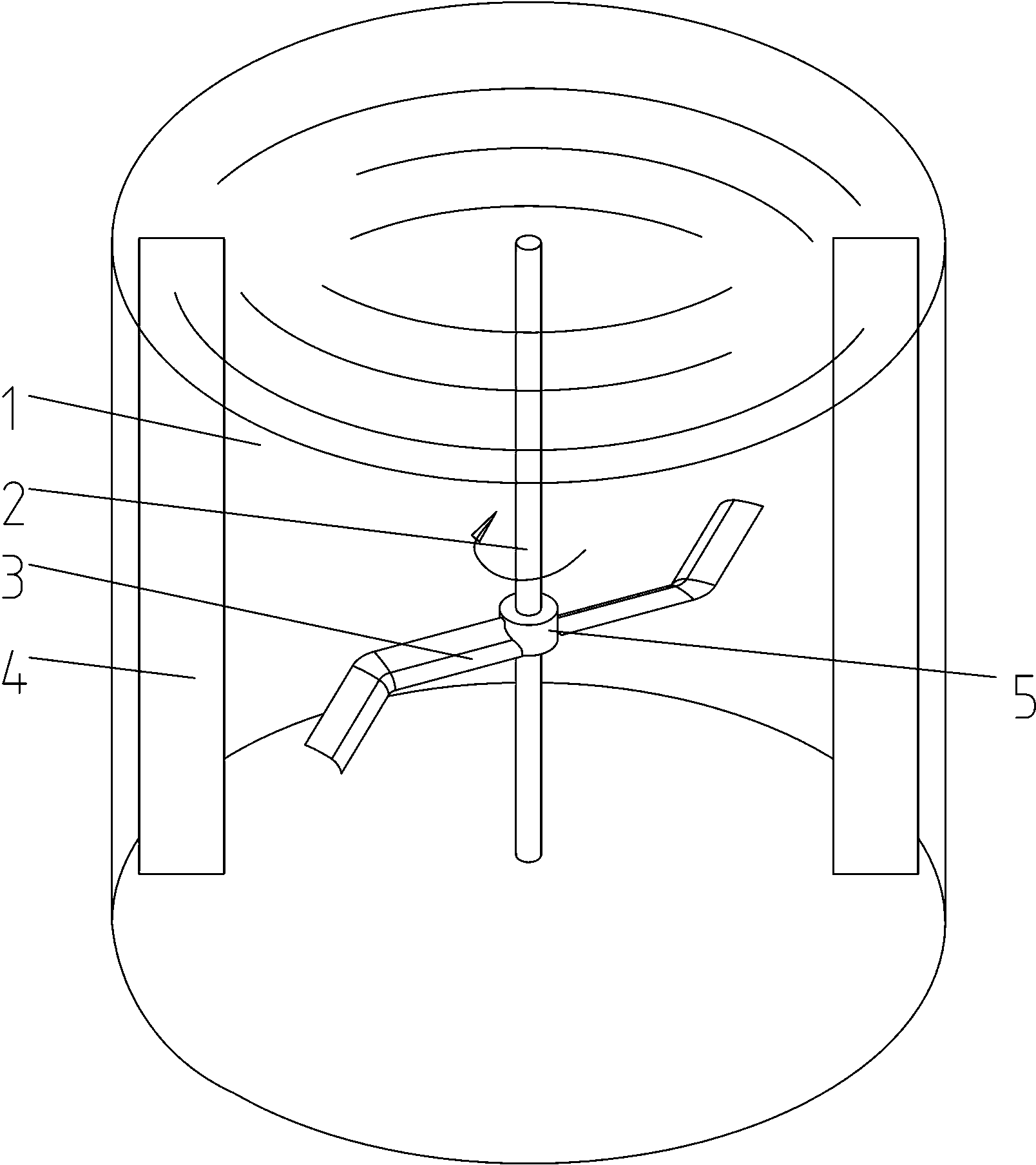 High performance backward bent stirring paddle with circular arc surface