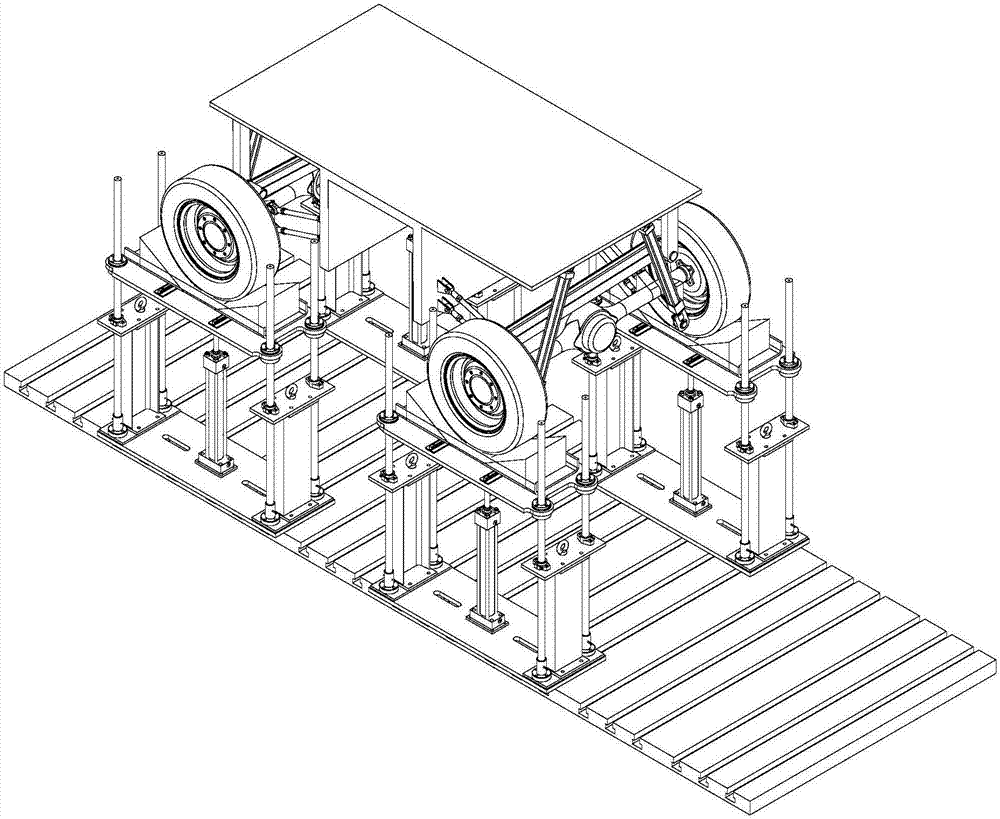 Vehicle body self-levelling test stand