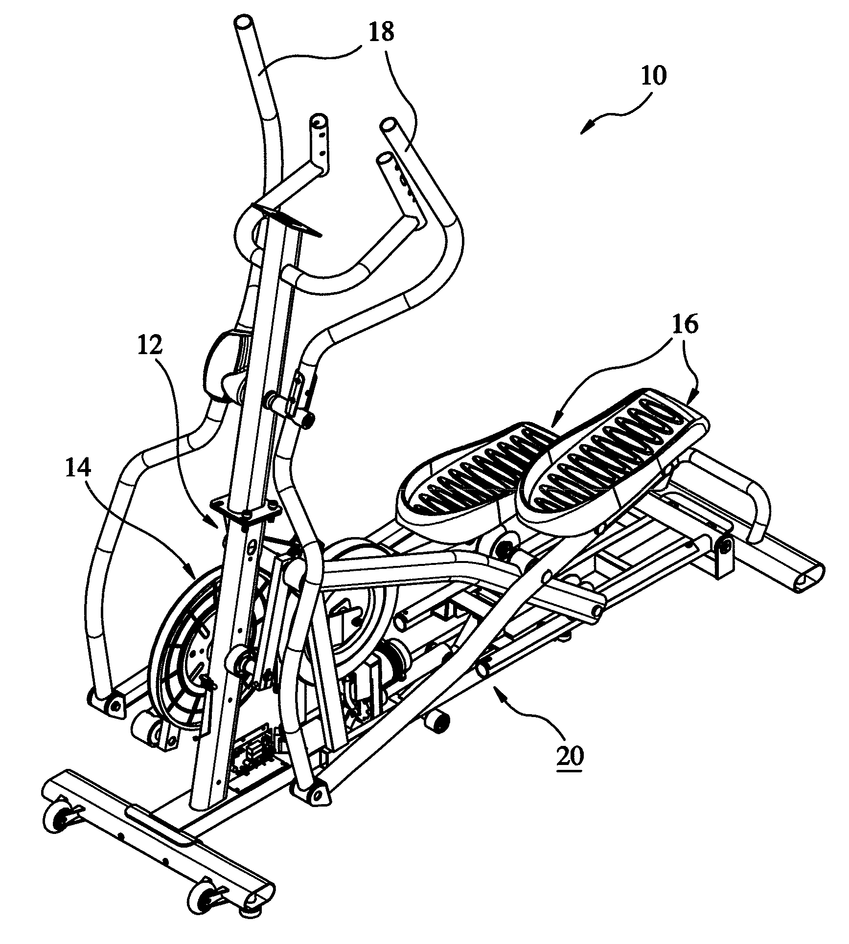 Pedal lifting mechanism for elliptical trainer