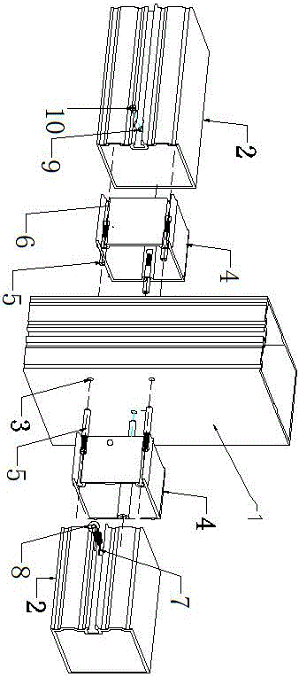 Aluminum alloy cross beam and upright post connecting structure for fixing glass curtain wall