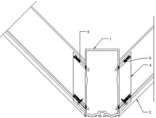 Aluminum alloy cross beam and upright post connecting structure for fixing glass curtain wall