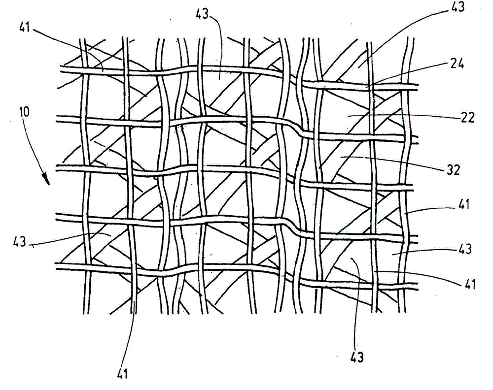 Filter material for a fluid and drainage layer for such a filter material including a filter element