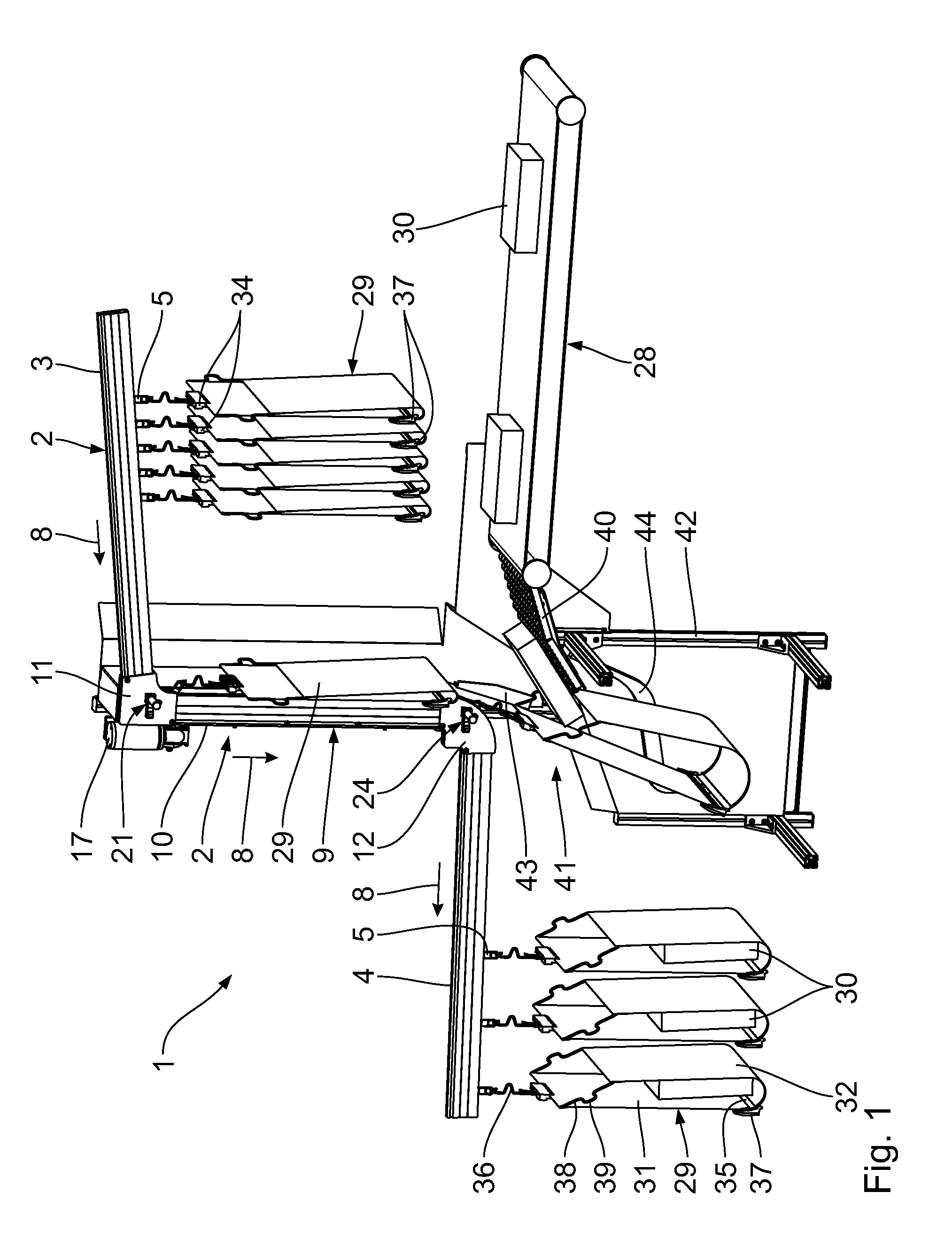 Loading station for transport bags transported in an overhead conveyor system