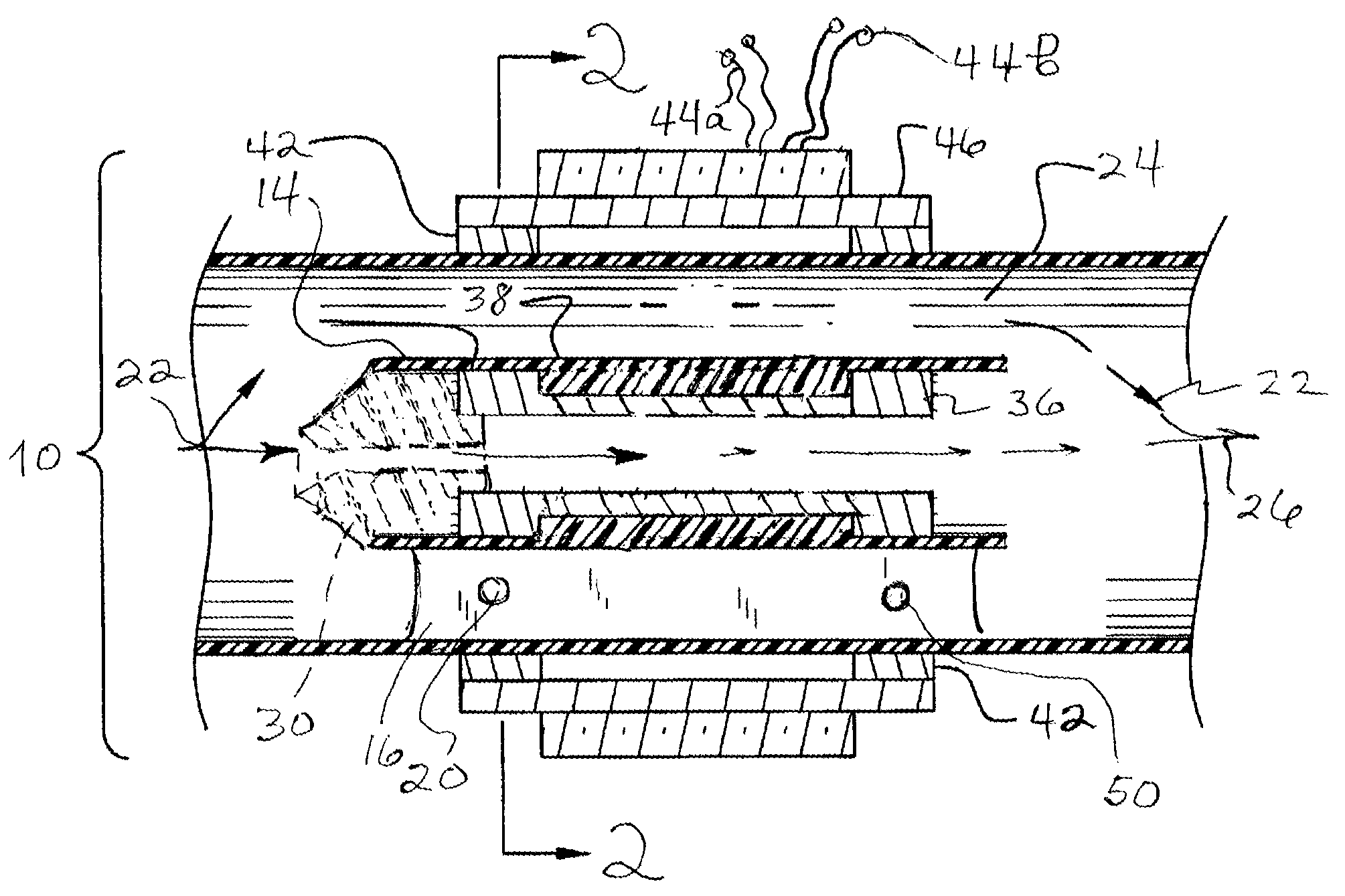 Magnetic flow meter providing quasi-annular flow