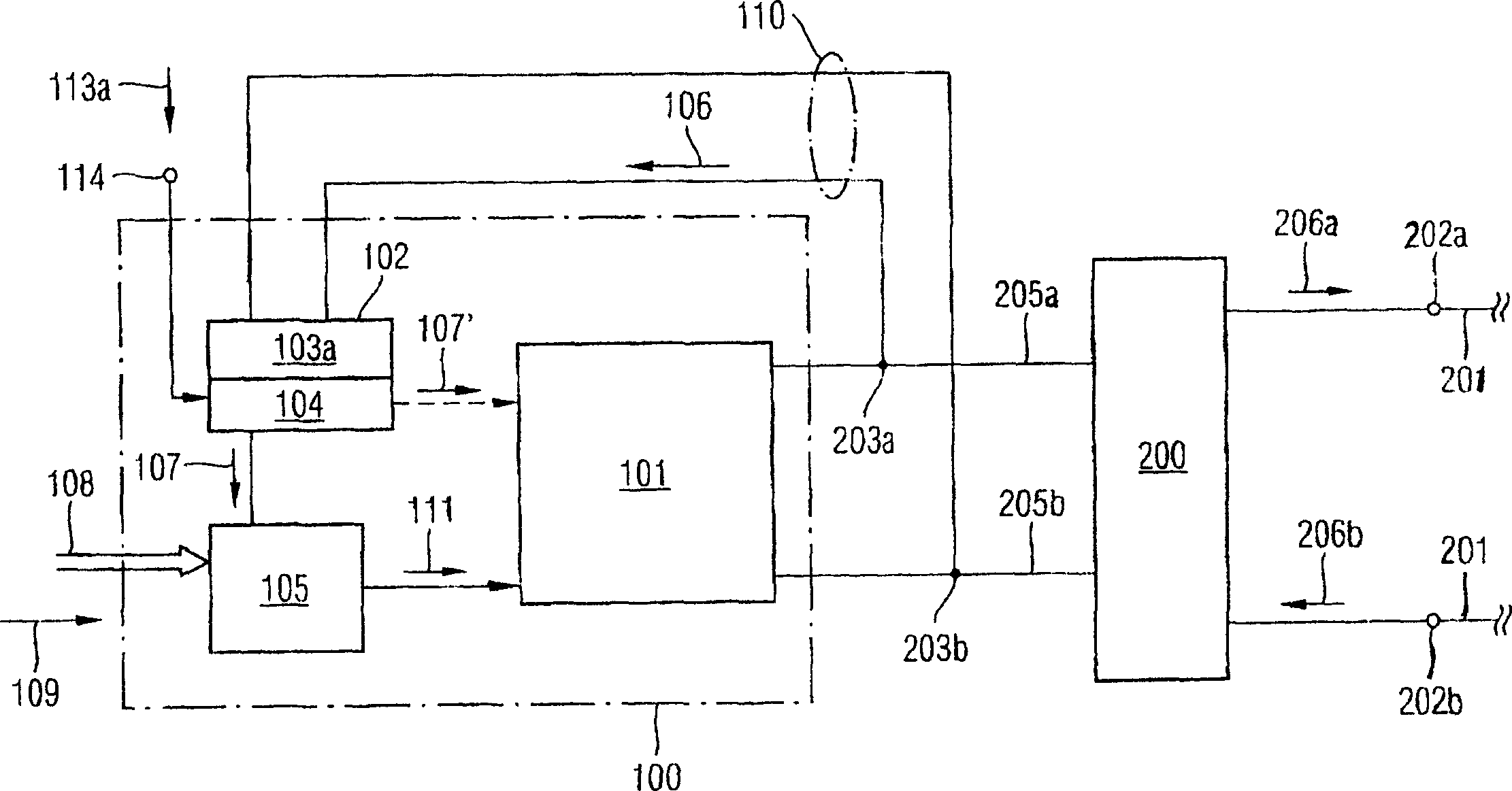 Method for transmitting line signal via line equipment and transmitting equipment