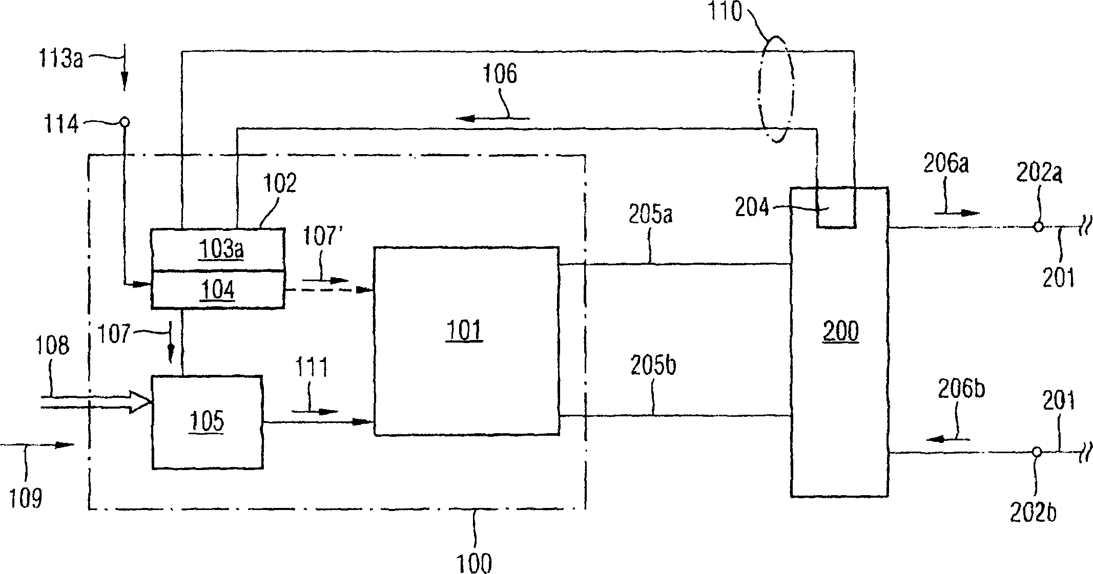 Method for transmitting line signal via line equipment and transmitting equipment