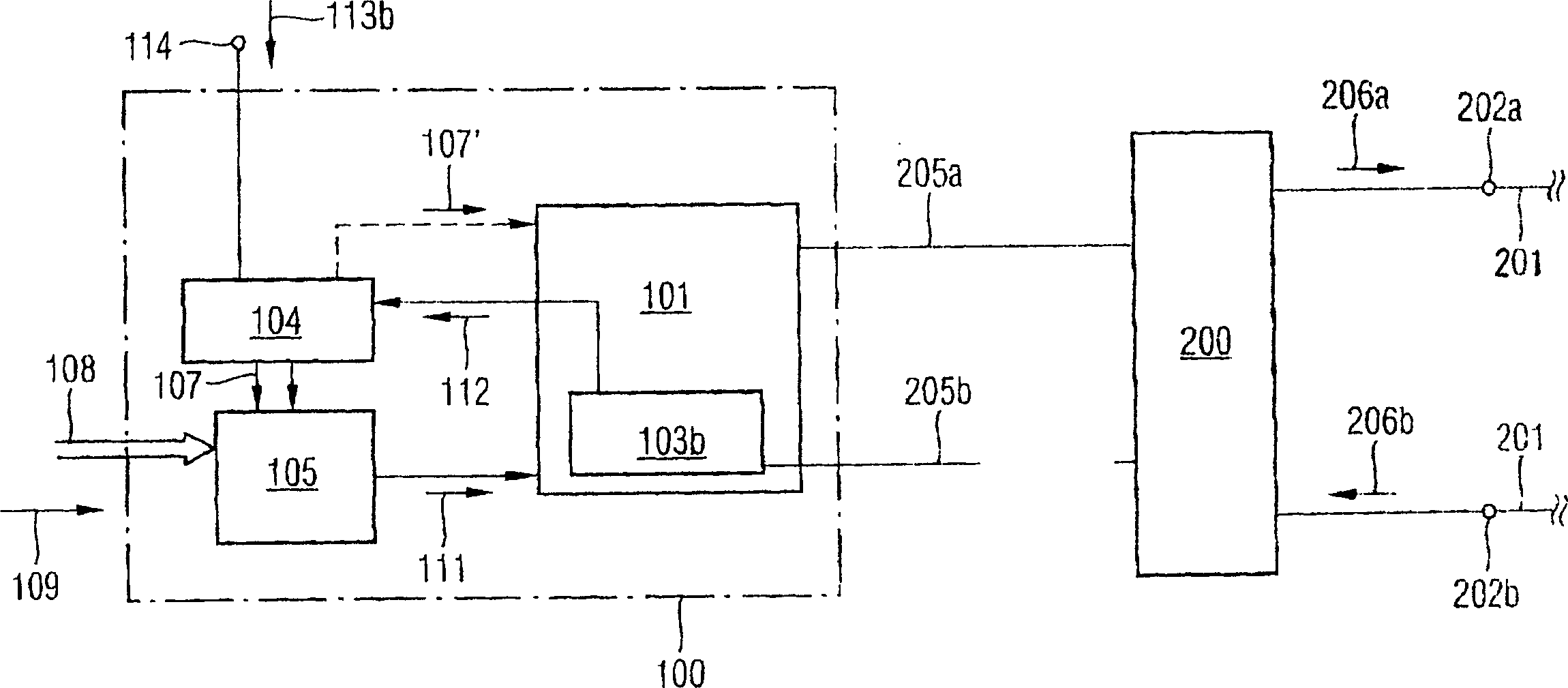 Method for transmitting line signal via line equipment and transmitting equipment