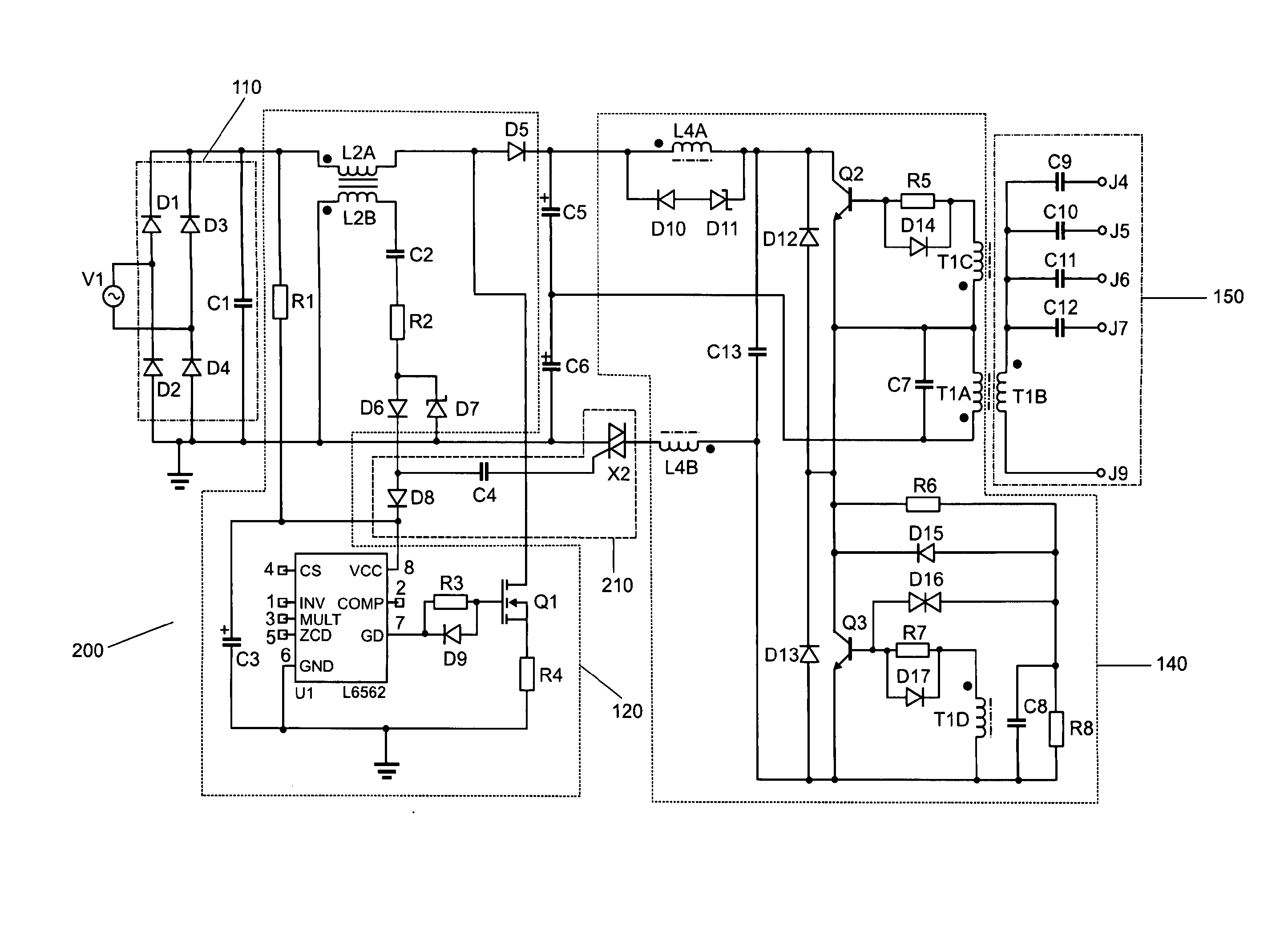 Electronic ballast for lighting unit and lighting apparatus