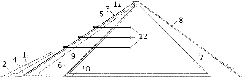 Anchored face rockfill dam and its construction method