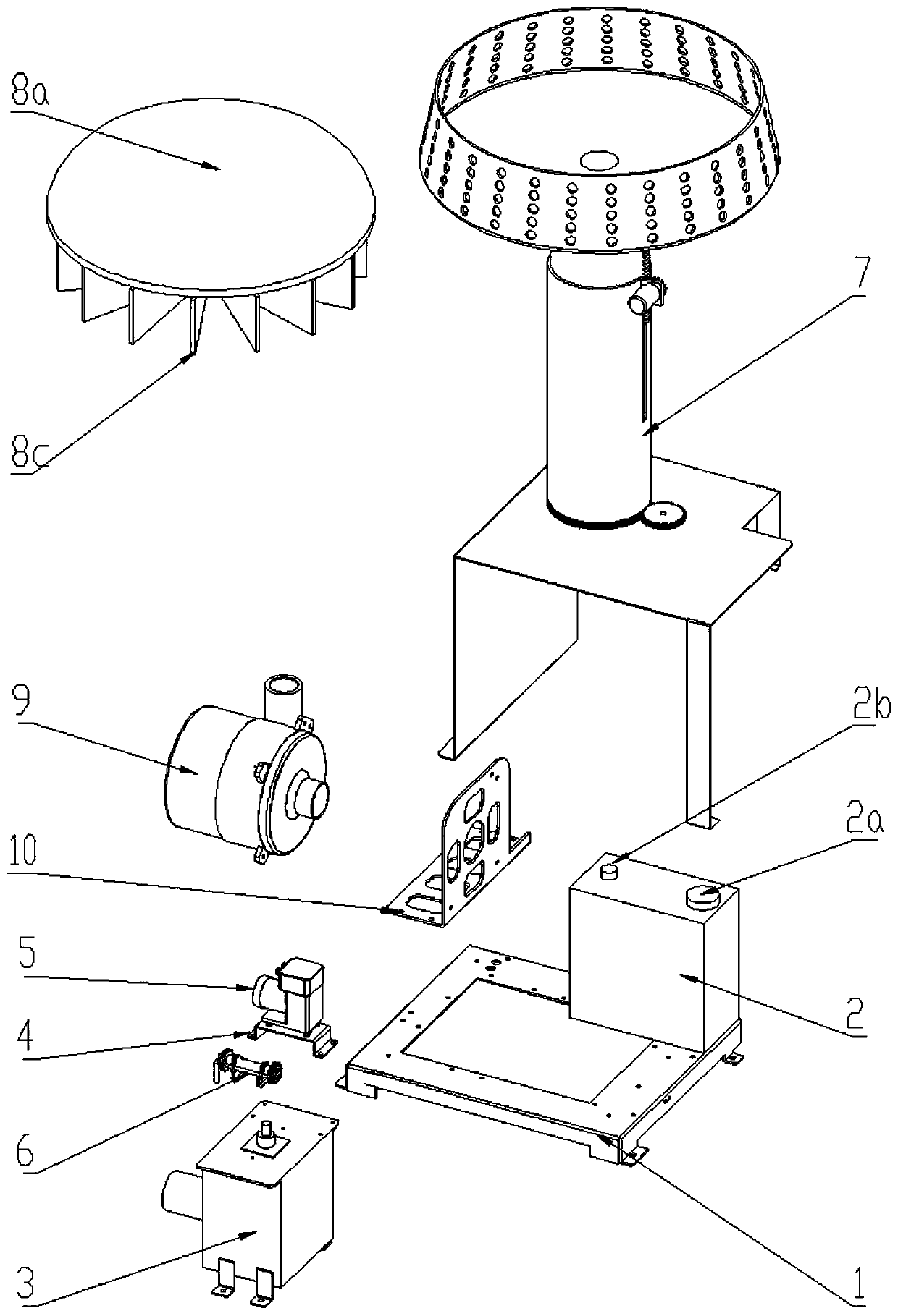 Atomizing and spraying device for disinfection robot