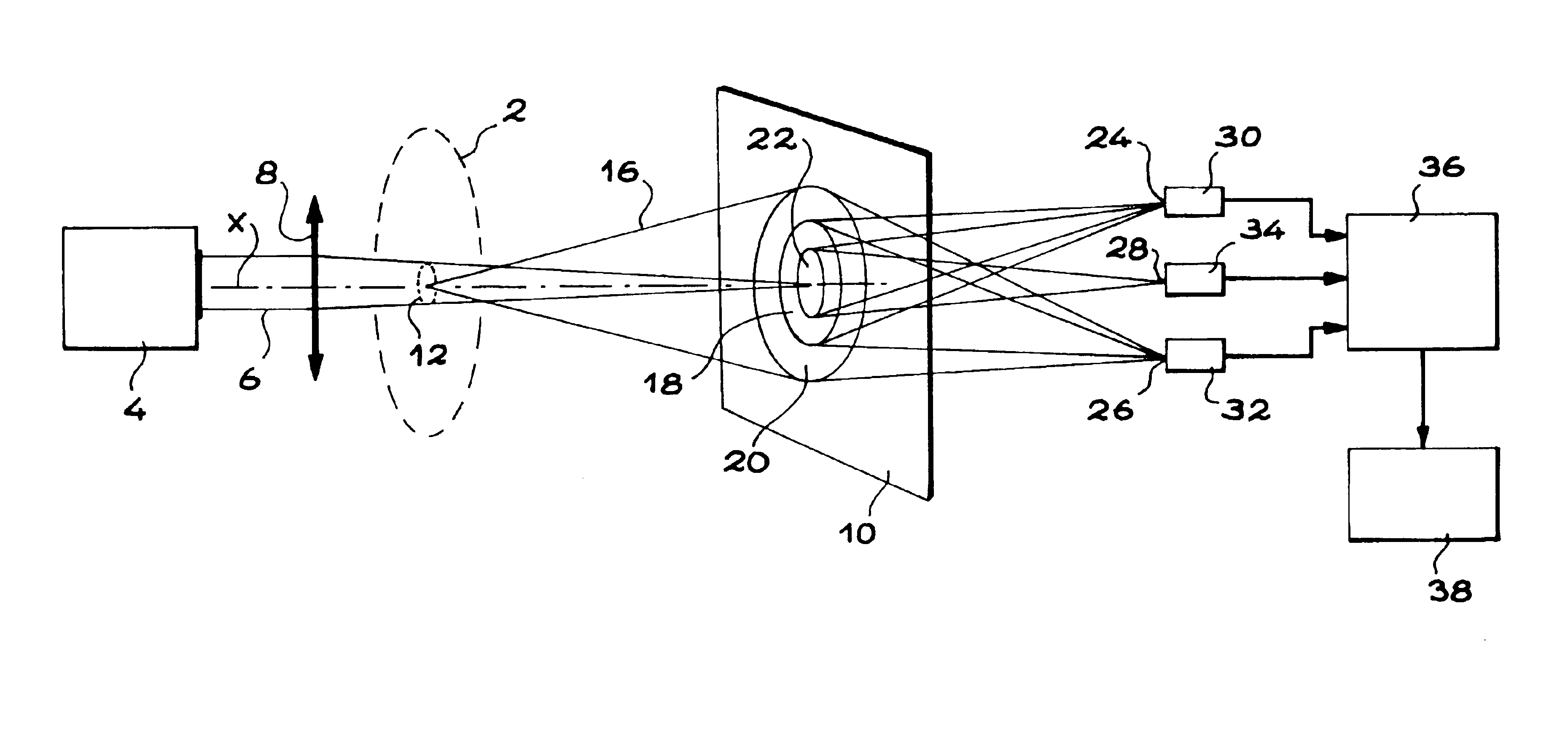 Device for measuring, by diffraction, the sizes of substantially spherical particles, in particular opaque drops