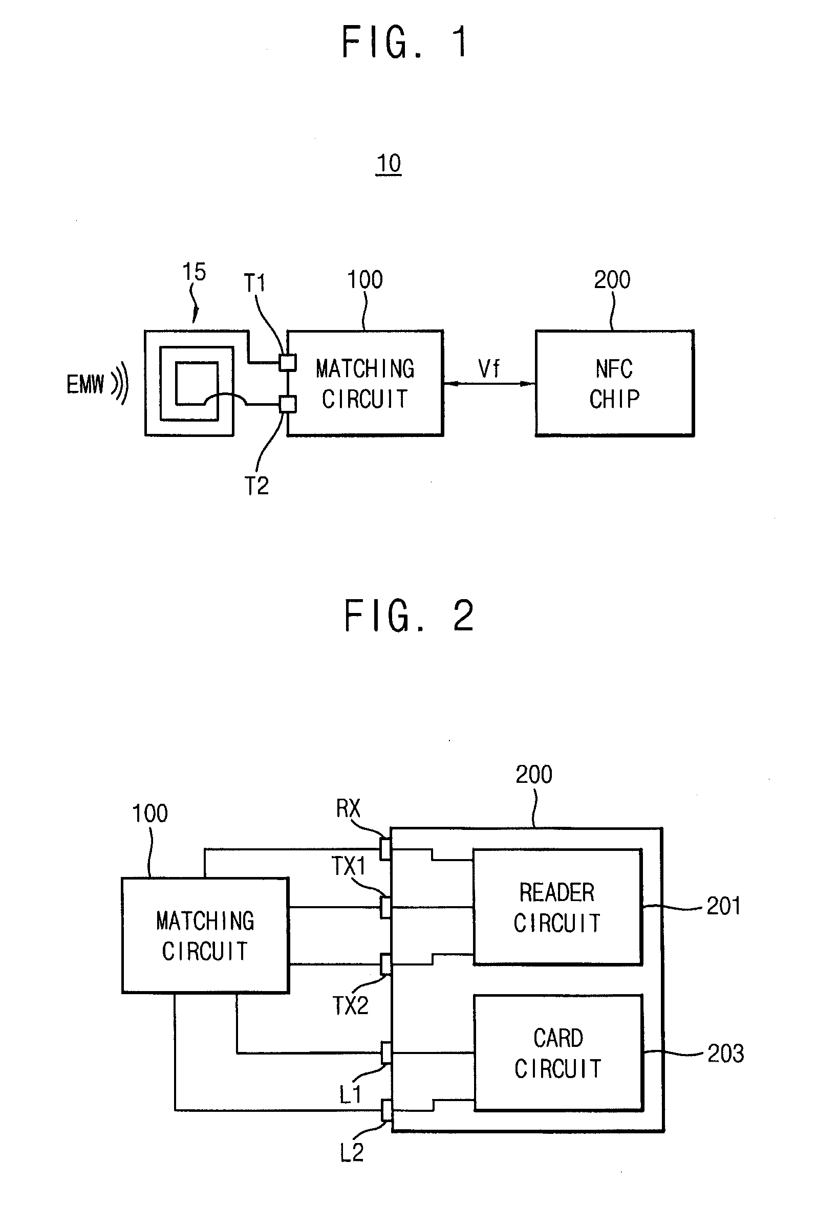 Near field communication with matching circuitry