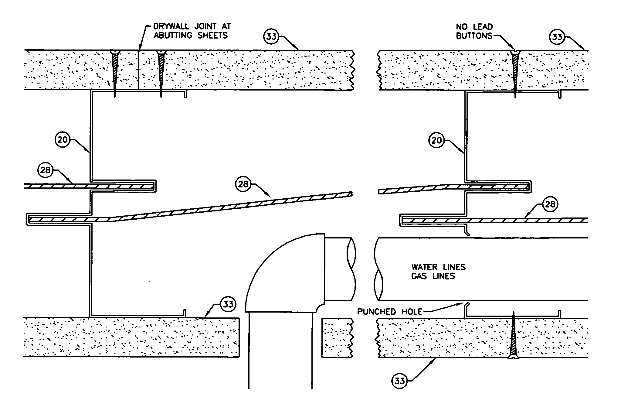 Lead sheet suspension stud