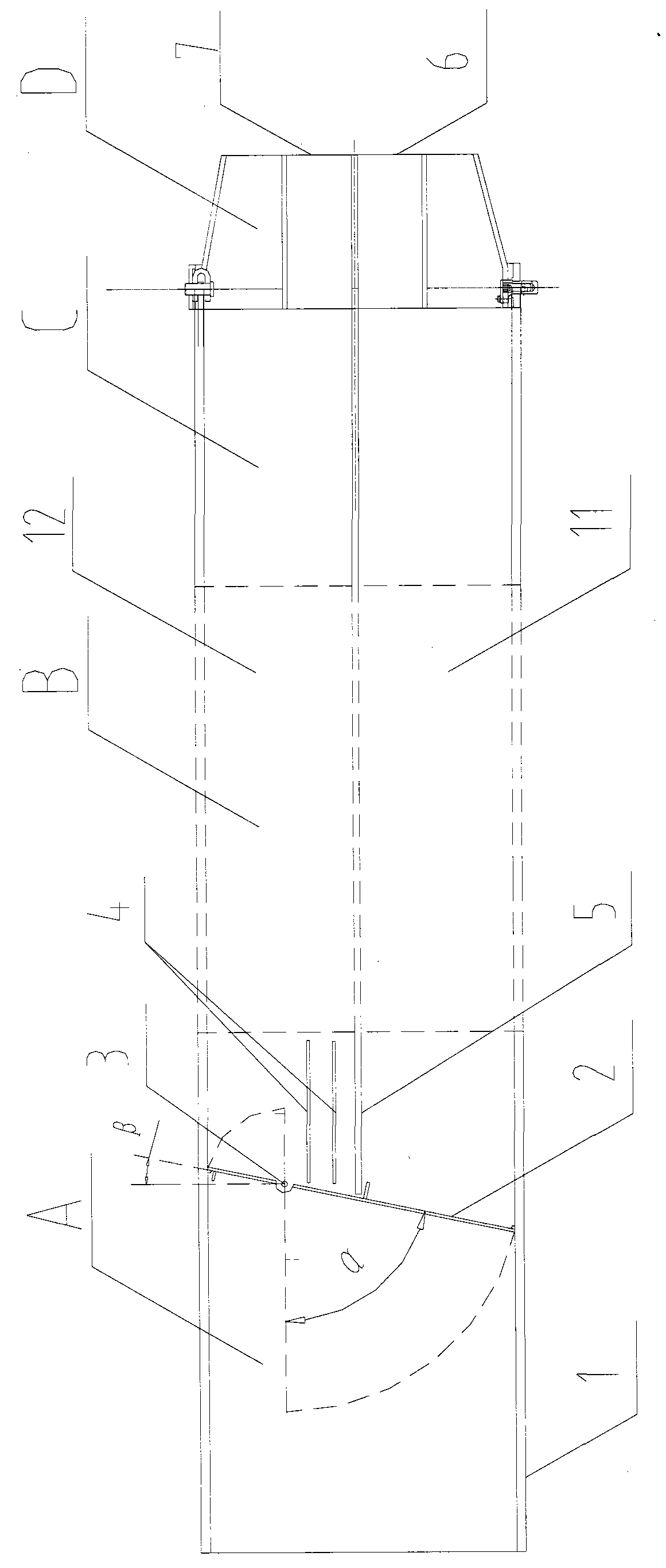 Burning-out air and secondary air adjusting device of pulverized coal boiler