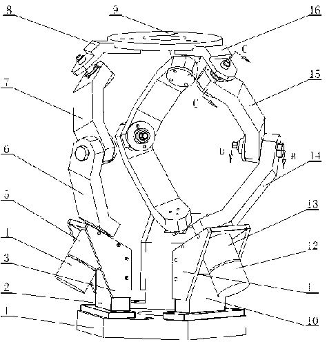 Three-freedom-degree parallel robot wrists with aligning mechanisms