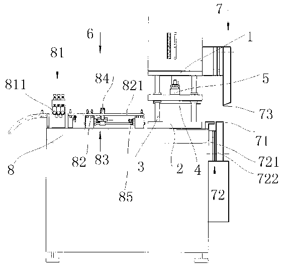 Concave pit notching and cutting composite mould for integrated chip lead frame