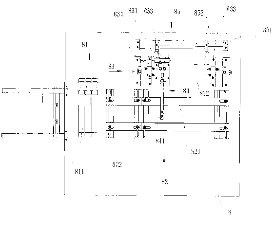 Concave pit notching and cutting composite mould for integrated chip lead frame