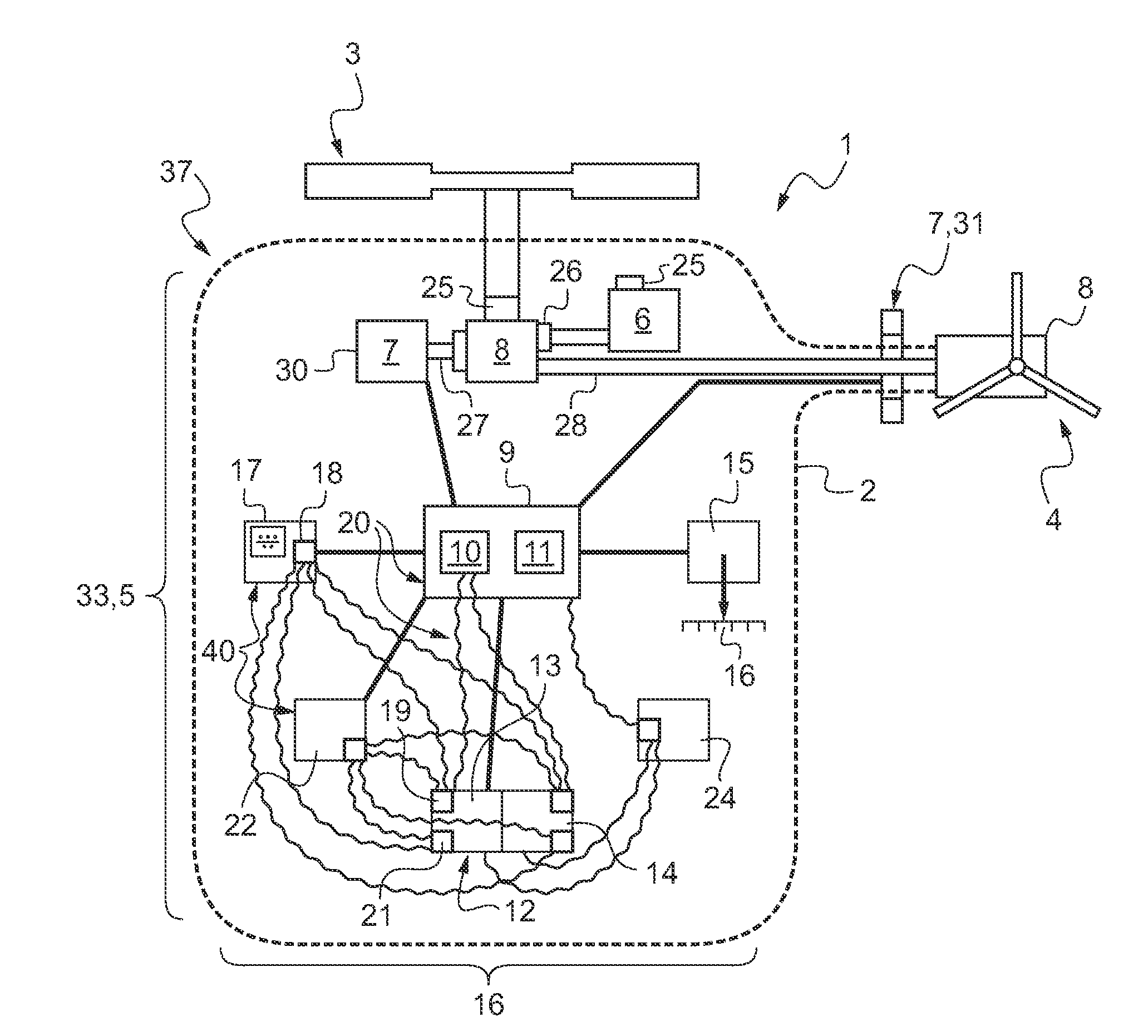 Electrical architecture for a rotary wing aircraft with a hybrid power plant