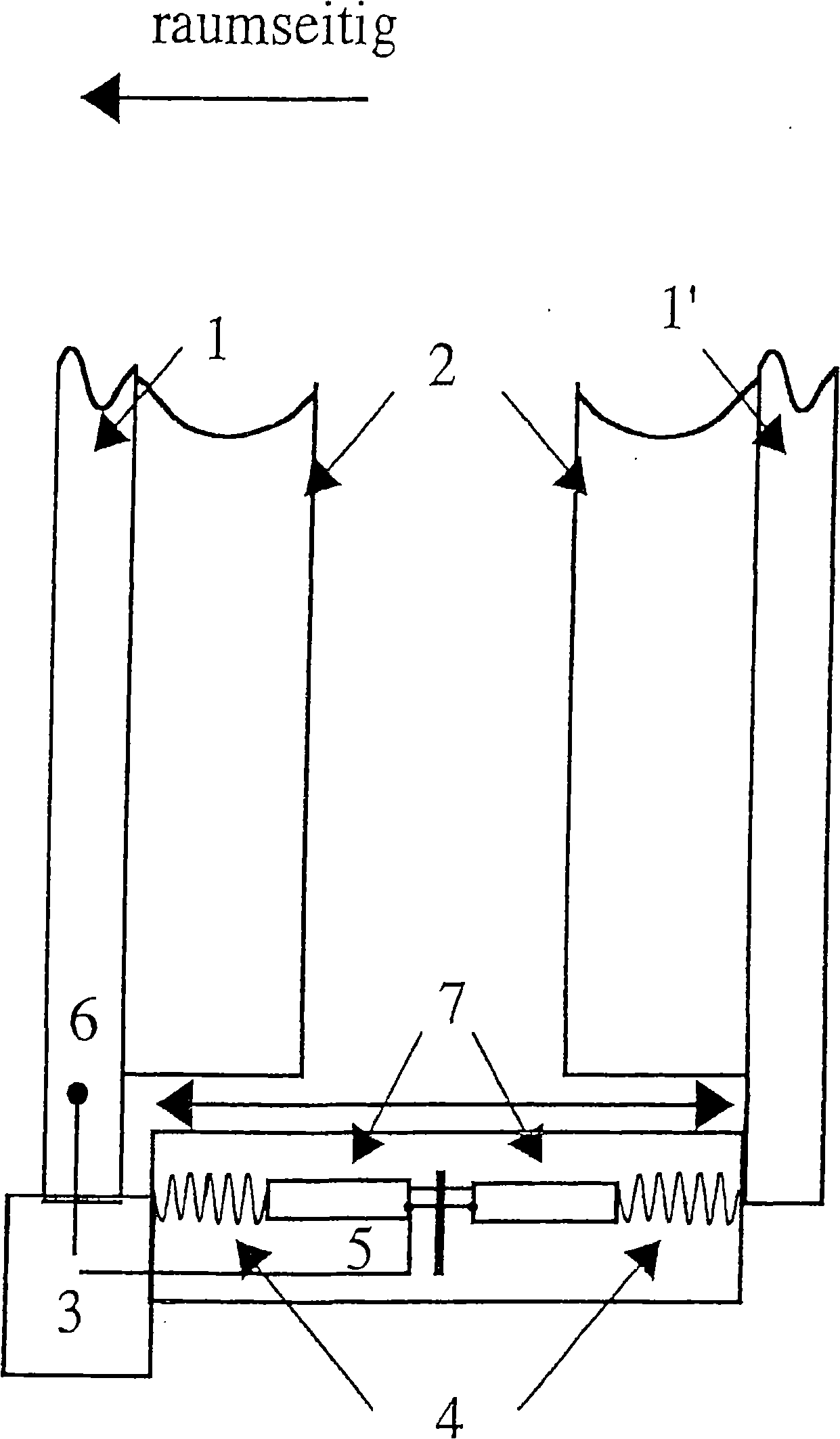 Single-row or multi-row heating body containing at least two different sections