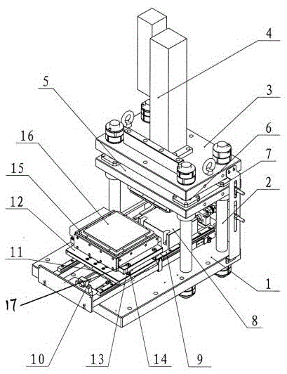 Leveling and overlaying machine for raw ceramic chip through hole column protrusions