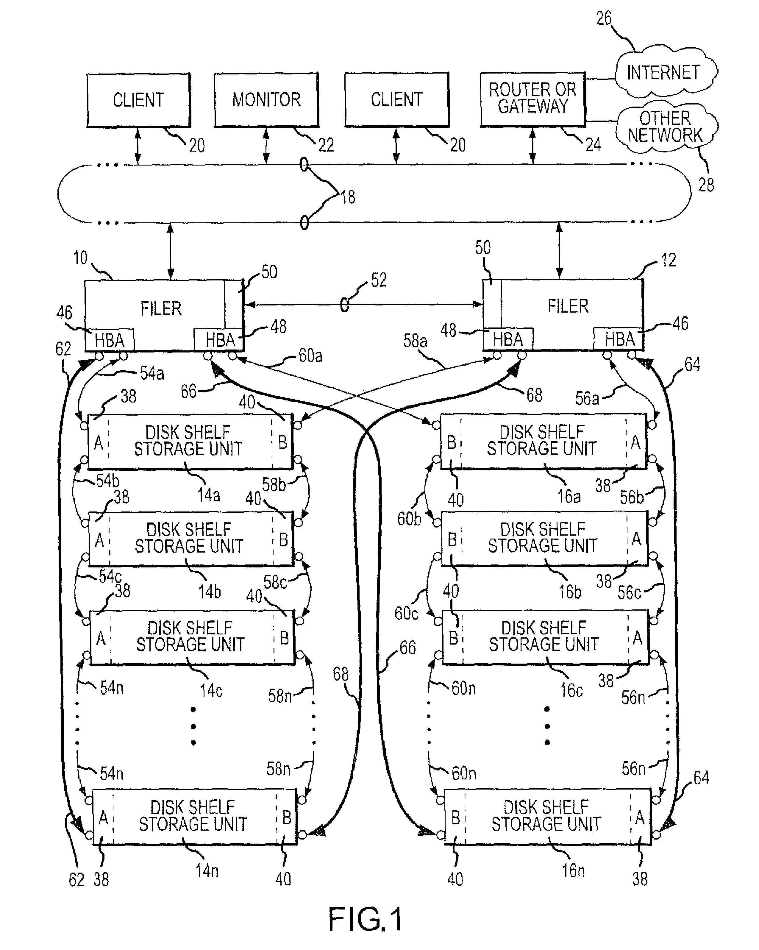 Dual access pathways to serially-connected mass data storage units