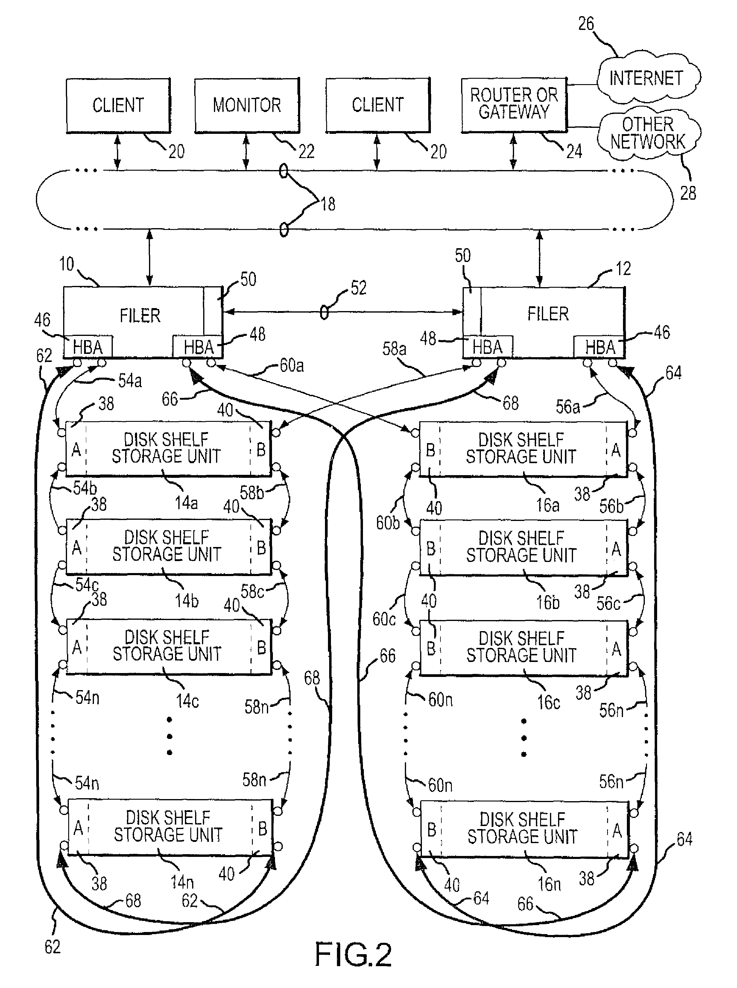 Dual access pathways to serially-connected mass data storage units