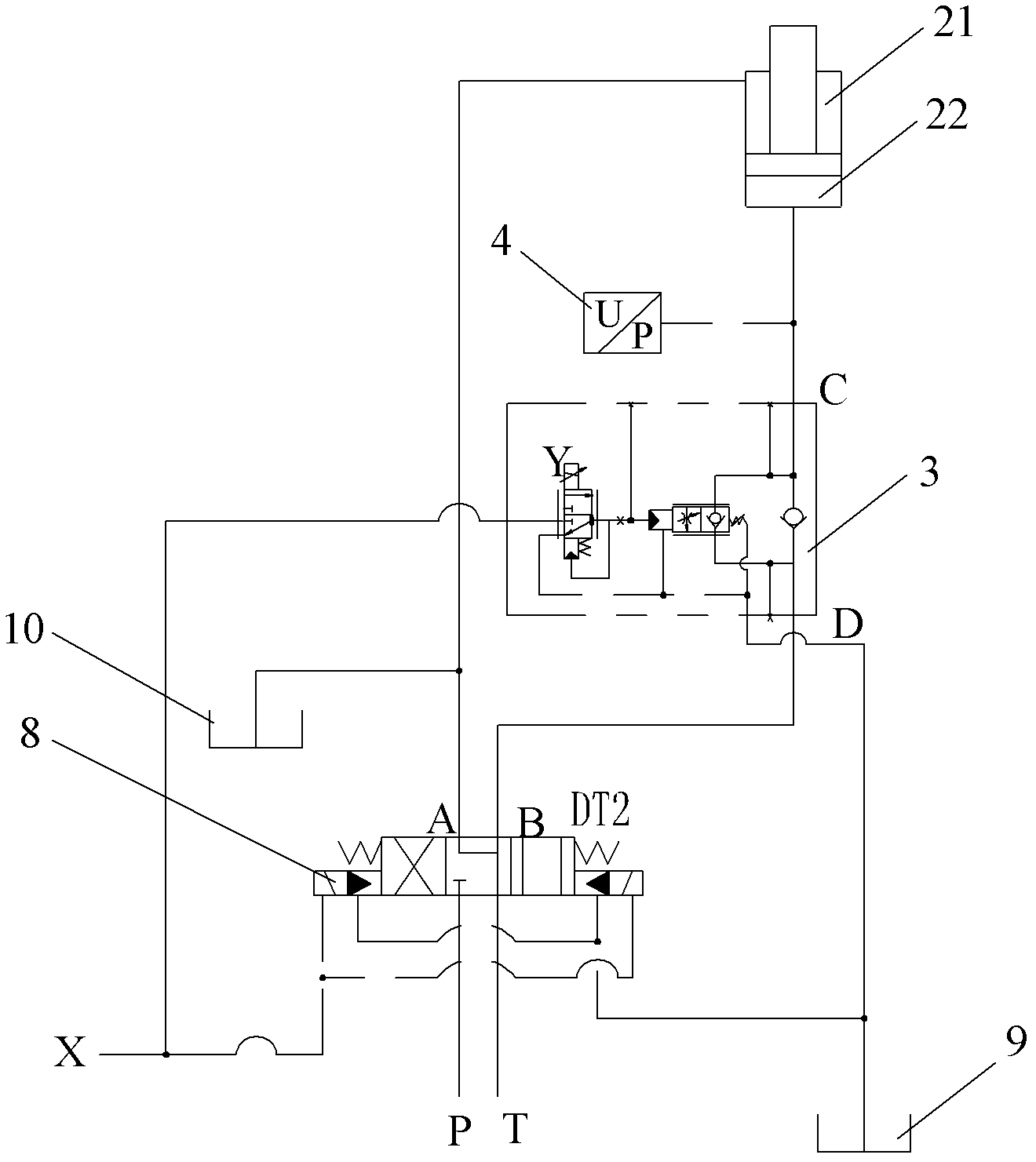 Dead weight drop amplitude compensating hydraulic system, crane and control system thereof