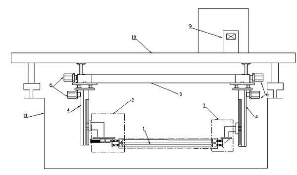 Vortex-induced vibration test device for movable deep sea vertical pipe array model at lower top end of uniform flow