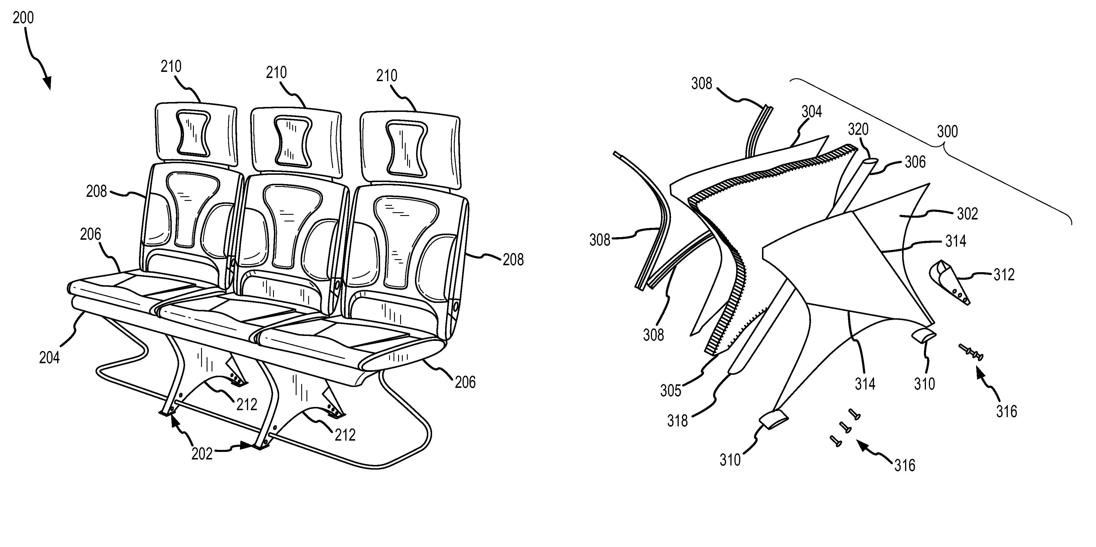 Lightweight aircraft passenger seat with composite construction