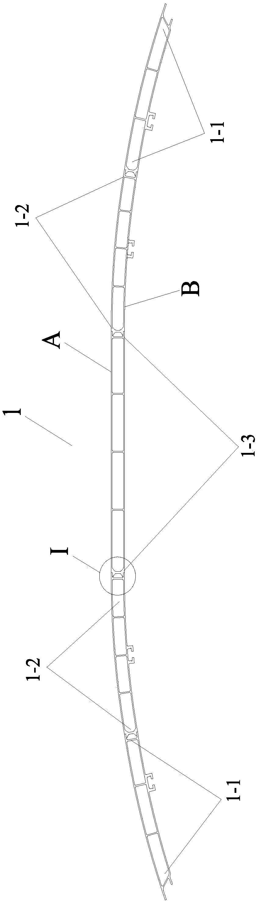 Stir friction welding method for hollow aluminum extruded section splicing arc plate