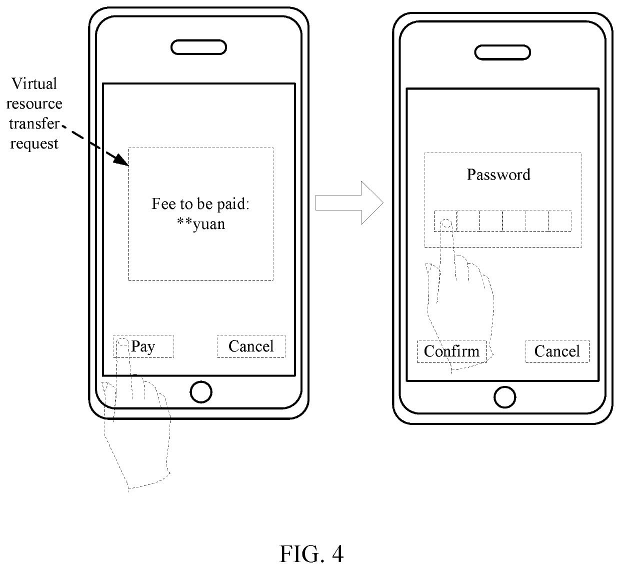 Virtual resource transfer method, client device, application server, and system