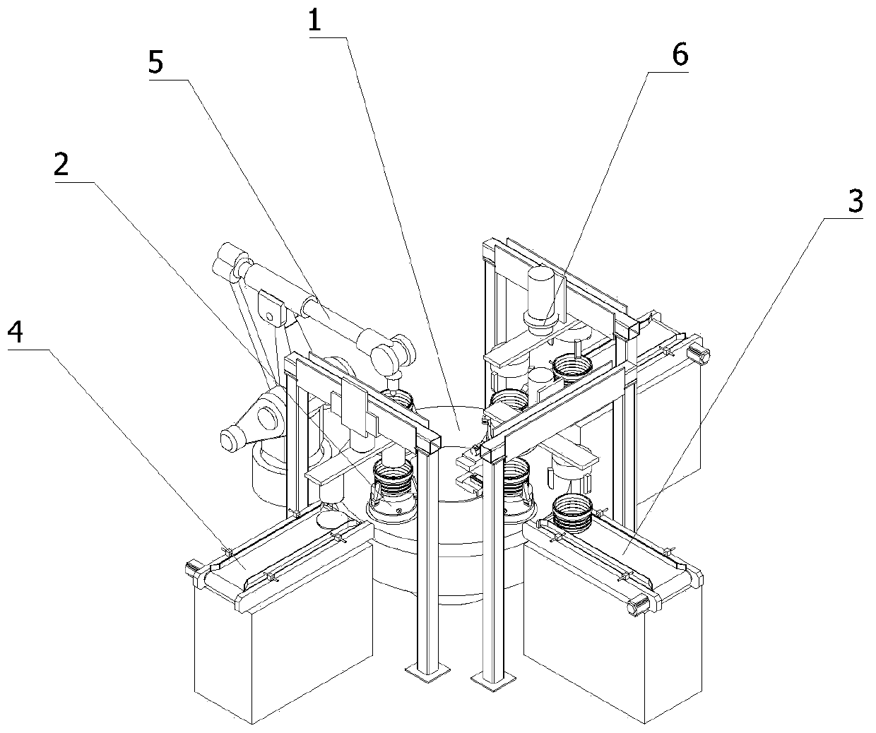 Automatic mounting spot welding machine for separation plate of drum brake