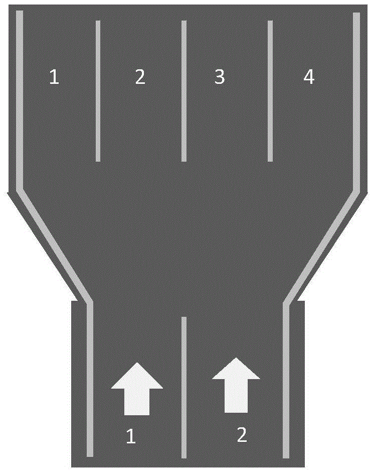 Algorithm of connection matching of entry and exit lanes of crossing without lane lines