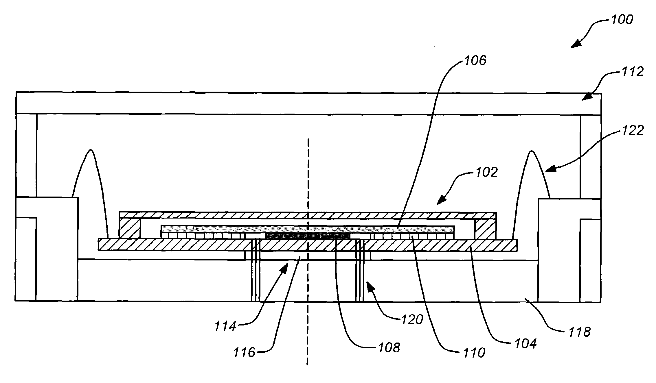 Planar resonator gyroscope central die attachment